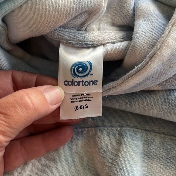 Youth Puppy Love Light Blue Tie-Dye Hooded Sweatshirt Small size 6-8 - Picture 3 of 9